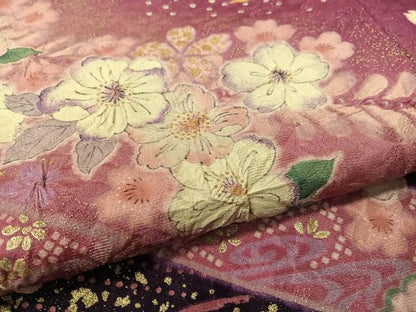 平和屋着物●豪華振袖 辻が花 絞り 手描き 暈し染め 銀通し地 正絹 逸品 CABC9714vp