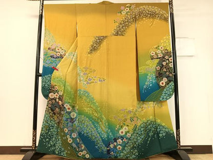 平和屋着物●豪華振袖 辻が花 絞り 暈し染め 金彩 京都きもの友禅扱い 正絹 逸品 CABC9716vp