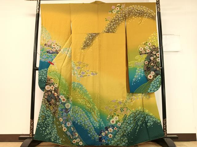 平和屋着物●豪華振袖 辻が花 絞り 暈し染め 金彩 京都きもの友禅扱い 正絹 逸品 CABC9716vp