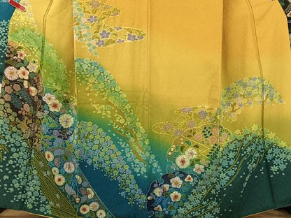 平和屋着物●豪華振袖 辻が花 絞り 暈し染め 金彩 京都きもの友禅扱い 正絹 逸品 CABC9716vp