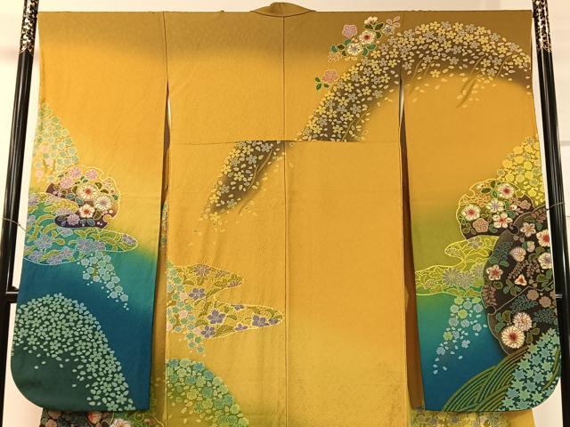 平和屋着物●豪華振袖 辻が花 絞り 暈し染め 金彩 京都きもの友禅扱い 正絹 逸品 CABC9716vp