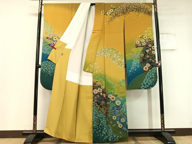 平和屋着物●豪華振袖 辻が花 絞り 暈し染め 金彩 京都きもの友禅扱い 正絹 逸品 CABC9716vp
