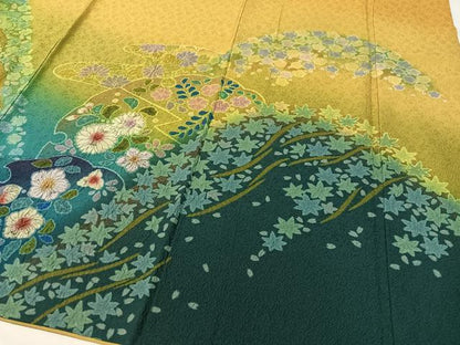 平和屋着物●豪華振袖 辻が花 絞り 暈し染め 金彩 京都きもの友禅扱い 正絹 逸品 CABC9716vp