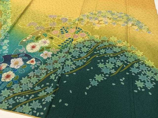 平和屋着物●豪華振袖 辻が花 絞り 暈し染め 金彩 京都きもの友禅扱い 正絹 逸品 CABC9716vp