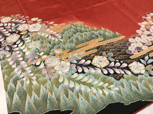 平和屋着物●越後十日町の一流染匠 桐屋・翠山工房 振袖 臈纐纈師 絞り 辻が花 暈し染め 銀通し地 正絹 逸品 CABC9717vp