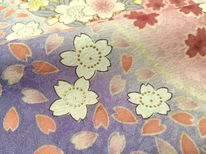 平和屋着物●豪華振袖 舞桜丸文 暈し染め 金通し地 正絹 逸品 CABC9718vp
