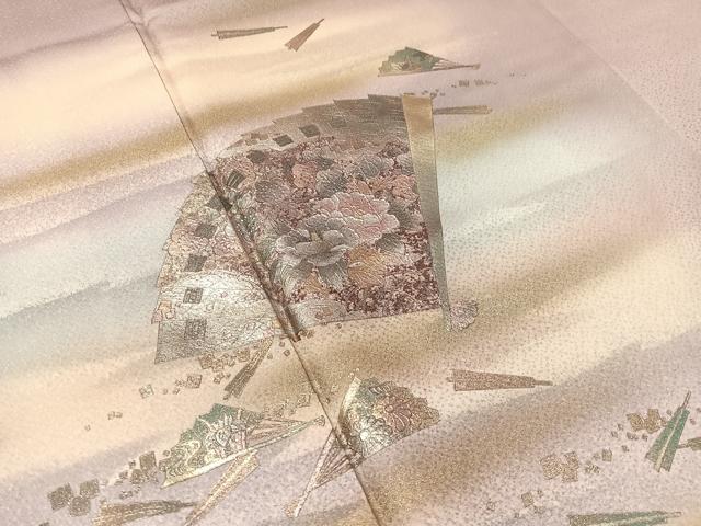 平和屋着物●金彩友禅 卓越技能者・名工・和田光正 訪問着 霞檜扇花文 暈し染め 金銀彩 正絹 逸品 CABC9721vp