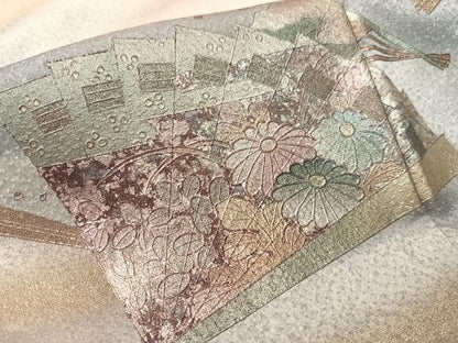 平和屋着物●金彩友禅 卓越技能者・名工・和田光正 訪問着 霞檜扇花文 暈し染め 金銀彩 正絹 逸品 CABC9721vp