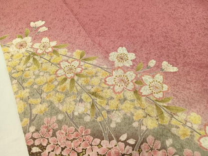 平和屋着物●豪華振袖 絞り 立波舞桜 暈し染め 金通し地 やまと誂製 正絹 逸品 CABC9722vp