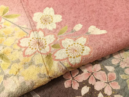 平和屋着物●豪華振袖 絞り 立波舞桜 暈し染め 金通し地 やまと誂製 正絹 逸品 CABC9722vp