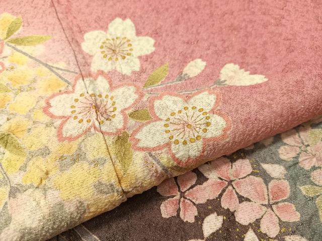 平和屋着物●豪華振袖 絞り 立波舞桜 暈し染め 金通し地 やまと誂製 正絹 逸品 CABC9722vp