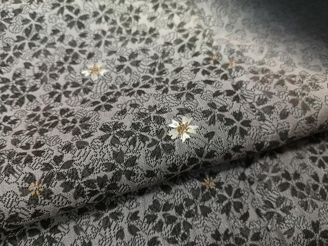 平和屋着物●訪問着　お召地　刺繍　舞桜　黒地　金彩　正絹　逸品　CABC9724vp