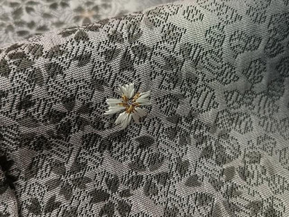 平和屋着物●訪問着　お召地　刺繍　舞桜　黒地　金彩　正絹　逸品　CABC9724vp