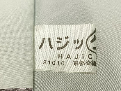 平和屋着物●訪問着　お召地　刺繍　舞桜　黒地　金彩　正絹　逸品　CABC9724vp