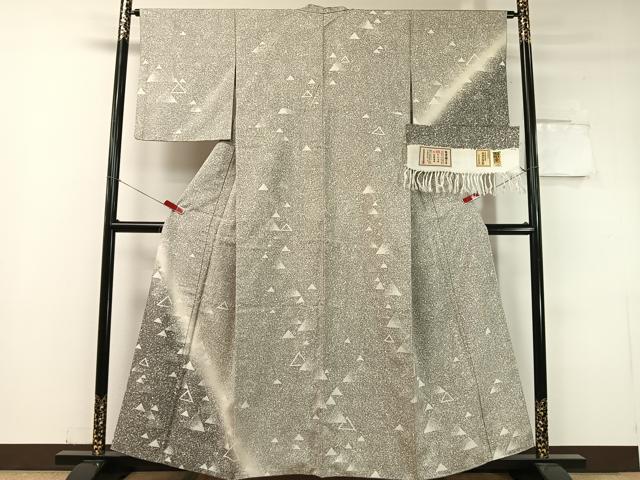 平和屋着物●石川県指定無形文化財 牛首紬 白山工房 手織り 訪問着 幾何学鱗文 ますいわ屋扱い 証紙付き 正絹 逸品 CABC9728vp