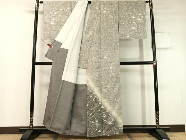 平和屋着物●石川県指定無形文化財 牛首紬 白山工房 手織り 訪問着 幾何学鱗文 ますいわ屋扱い 証紙付き 正絹 逸品 CABC9728vp