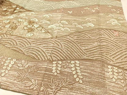 平和屋着物●大渕隆二 訪問着 駒刺繍 吉祥花文 金彩 正絹 逸品 未使用 CABC9729vp