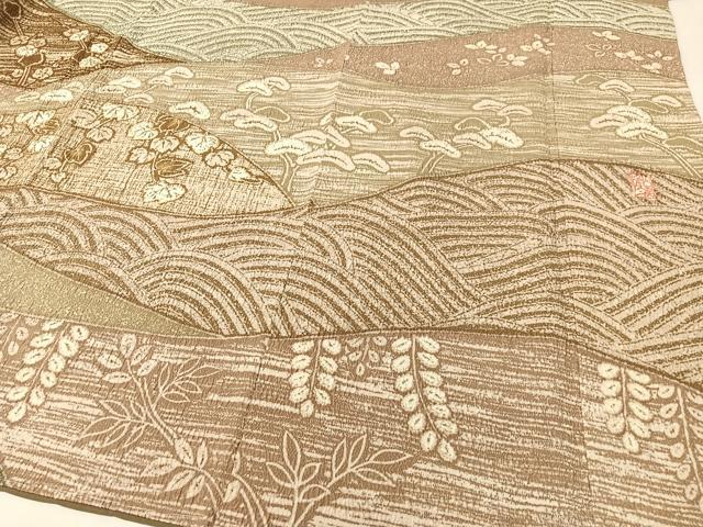 平和屋着物●大渕隆二 訪問着 駒刺繍 吉祥花文 金彩 正絹 逸品 未使用 CABC9729vp