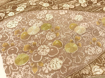 平和屋着物●大渕隆二 訪問着 駒刺繍 吉祥花文 金彩 正絹 逸品 未使用 CABC9729vp
