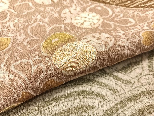 平和屋着物●大渕隆二 訪問着 駒刺繍 吉祥花文 金彩 正絹 逸品 未使用 CABC9729vp