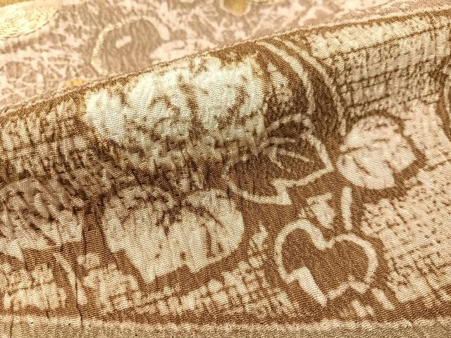 平和屋着物●大渕隆二 訪問着 駒刺繍 吉祥花文 金彩 正絹 逸品 未使用 CABC9729vp