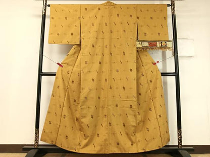 平和屋着物●本場古琉球絣　四代目柳七謹製　証紙付き　正絹　逸品　CABC9730vp