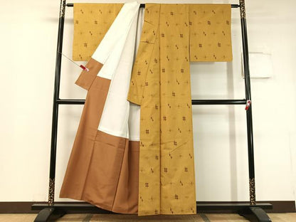 平和屋着物●本場古琉球絣　四代目柳七謹製　証紙付き　正絹　逸品　CABC9730vp
