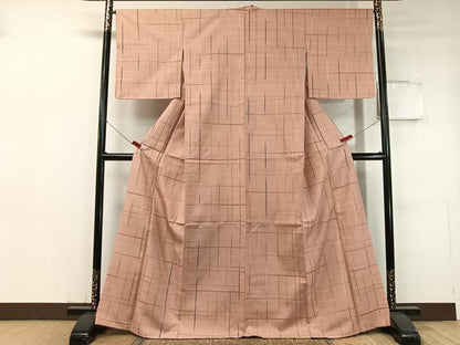平和屋着物●上質な紬　格子柄　正絹　逸品　未使用　CABC9731vp