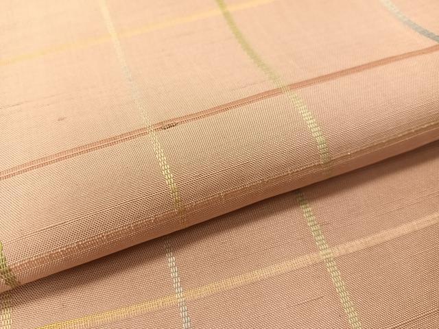 平和屋着物●上質な紬　格子柄　正絹　逸品　未使用　CABC9731vp