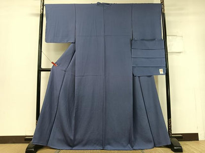 平和屋着物●上質な色無地 薄花色 鬼しぼ縮緬 反端付き 正絹 逸品 未使用 CABC9733vp