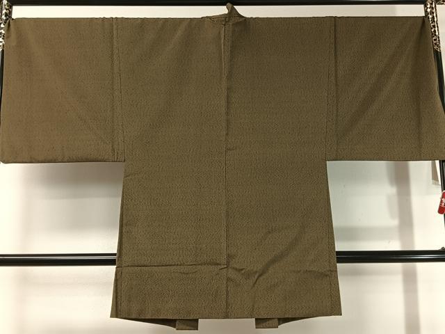平和屋着物●男性　本場大島紬　アンサンブル　薩摩結城　国防色　キングサイズ　正絹　逸品　CABC9734vp