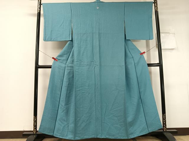 平和屋着物●上質な色無地　紋意匠　新橋色　正絹　逸品　CABC9736vp