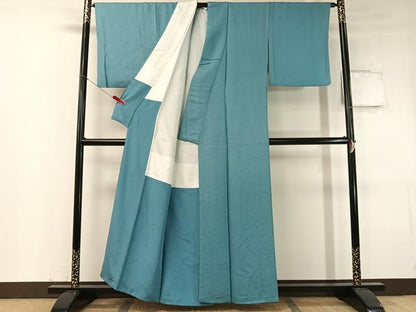 平和屋着物●上質な色無地　紋意匠　新橋色　正絹　逸品　CABC9736vp