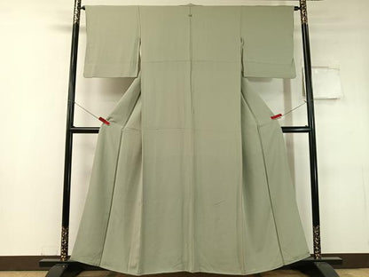 平和屋着物●上質な色無地 柳茶色 正絹 逸品 CABC9737vp