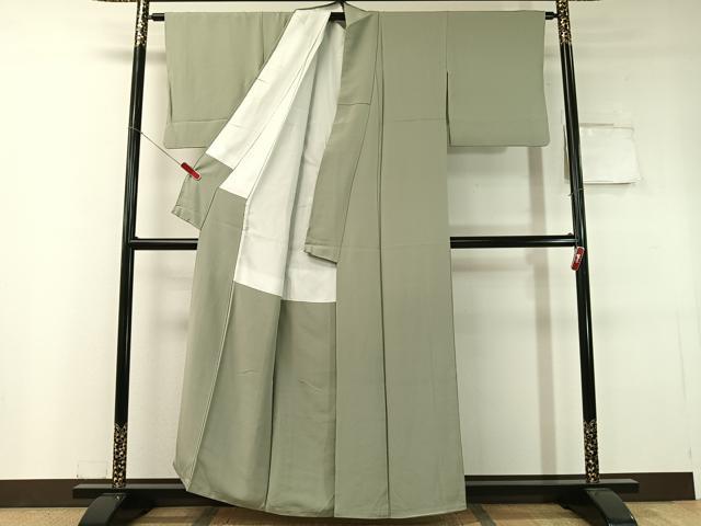 平和屋着物●上質な色無地 柳茶色 正絹 逸品 CABC9737vp