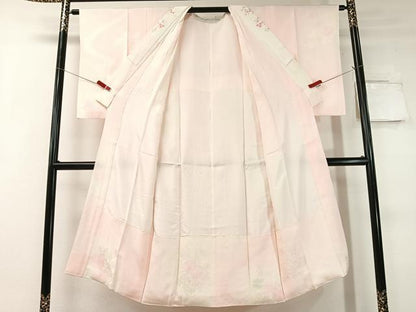平和屋着物●長襦袢　袷　片輪車花地紋　暈し染め　半衿刺繍　正絹　逸品　CABC9739vp
