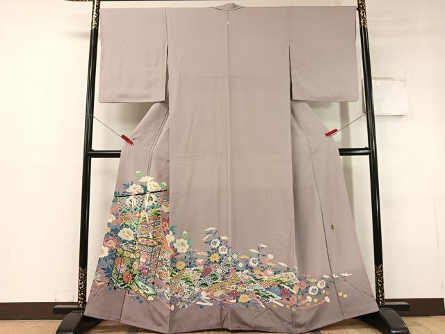 平和屋着物●本加賀友禅作家　金津五雄　色留袖　几帳貝桶花文　暈し染め　正絹　逸品　CABC9743vp
