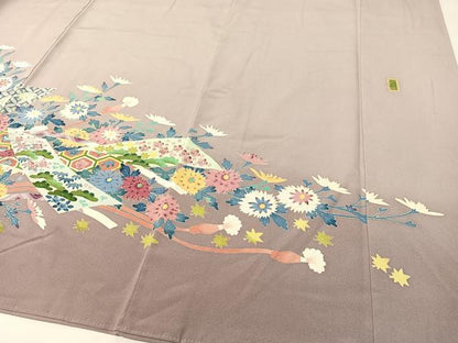 平和屋着物●本加賀友禅作家　金津五雄　色留袖　几帳貝桶花文　暈し染め　正絹　逸品　CABC9743vp