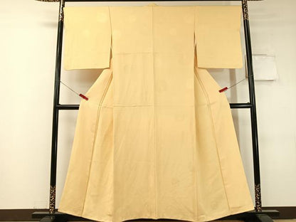 平和屋着物●上質な色無地　番傘地紋　淡黄色　正絹　逸品　CABC9745vp