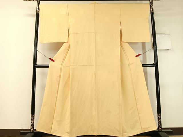 平和屋着物●上質な色無地　番傘地紋　淡黄色　正絹　逸品　CABC9745vp