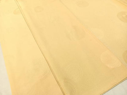 平和屋着物●上質な色無地　番傘地紋　淡黄色　正絹　逸品　CABC9745vp