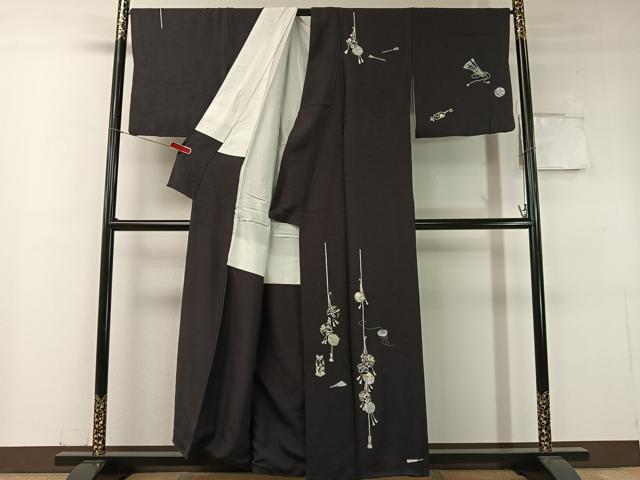 平和屋着物●訪問着　総刺繍　花鈴吉祥文　金銀糸　正絹　逸品　CABC9746vp