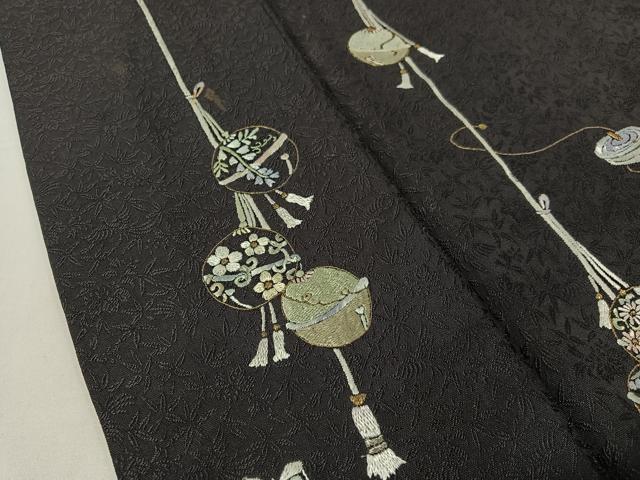 平和屋着物●訪問着　総刺繍　花鈴吉祥文　金銀糸　正絹　逸品　CABC9746vp