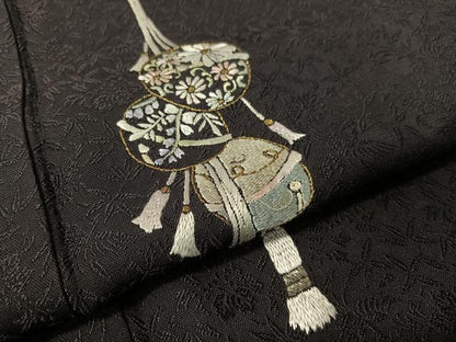 平和屋着物●訪問着　総刺繍　花鈴吉祥文　金銀糸　正絹　逸品　CABC9746vp