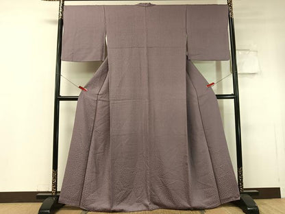 平和屋着物●上質な色無地　舞花地紋　葡萄鼠色　正絹　逸品　CABC9747vp