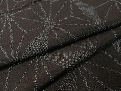 平和屋着物●塩沢紬 麻の葉文様 黒地 正絹 逸品 CABC9753vp