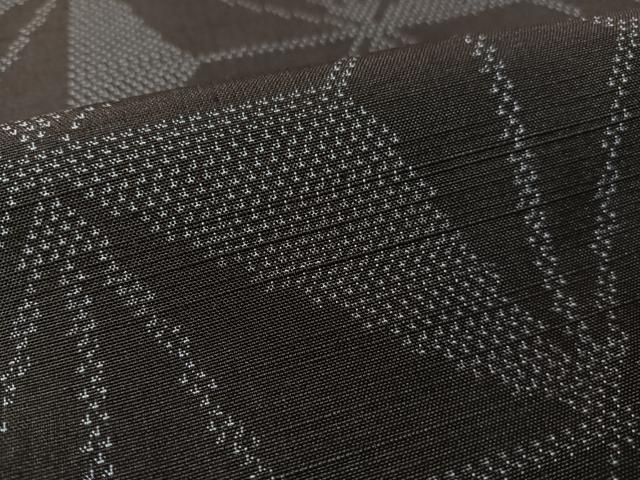 平和屋着物●塩沢紬 麻の葉文様 黒地 正絹 逸品 CABC9753vp