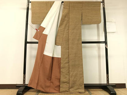 平和屋着物●上質な紬　霞文　正絹　逸品　CABC9754vp