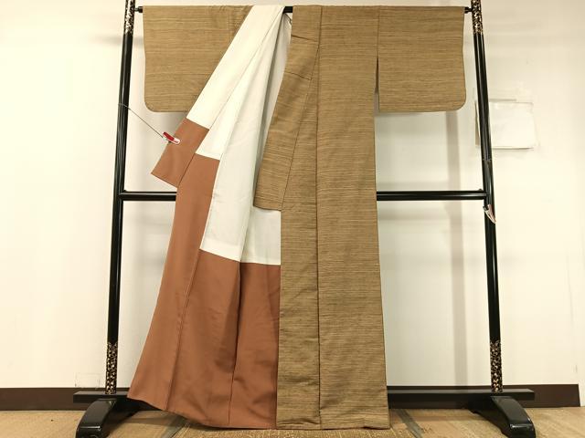 平和屋着物●上質な紬　霞文　正絹　逸品　CABC9754vp