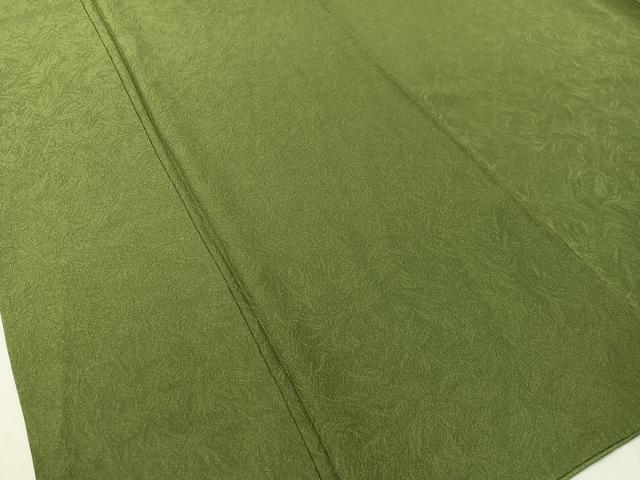 平和屋着物●上質な色無地　吉祥地紋　草色　正絹　逸品　CABC9757vp